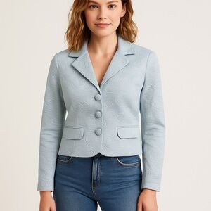 NWT - Women’s Vintage Inspo Jacket Size Small Light Blue with Metallic Threading